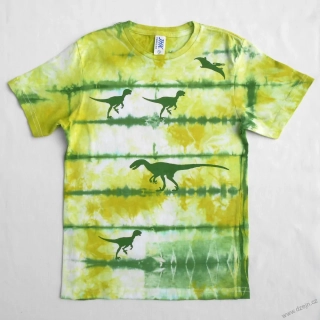 Bílo-zelené dětské tričko s dinosaury (7-8 let)