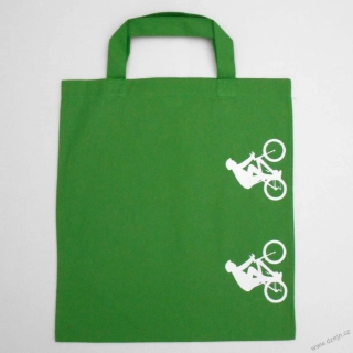 Tmavě zelená taška s bílými cyklisty